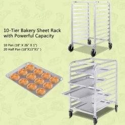 Costway 10 Sheet Aluminum Bakery Rack Silver Commercial Cookie Bun Pan Kitchen W/Wheel -Cozy Living Deals Store GUEST d74f83f3 eba2 4f1a a4dc 00f3a8856462