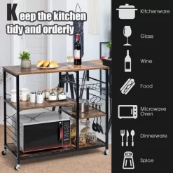 Costway Rolling Industrial Kitchen Baker's Rack Wood Black -Cozy Living Deals Store GUEST d798209a cd0c 4bb3 84a2 715326c2175b