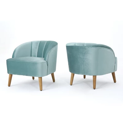 Set Of 2 Amaia Modern New Velvet Club Chair - Christopher Knight Home 7 Set Of 2 Amaia Modern New Velvet Club Chair - Christopher Knight Home - Image 7
