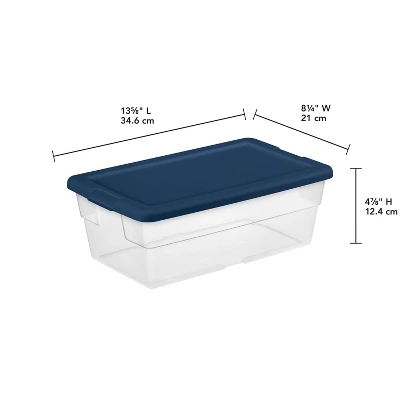 Sterilite Stackable 6 Quart Clear Home Storage Box With Handles And Blue Lid For Efficient, Space Saving Household Storage And Organization (30 Pack) 1 Sterilite Stackable 6 Quart Clear Home Storage Box With Handles And Blue Lid For Efficient, Space Saving Household Storage And Organization (30 Pack)