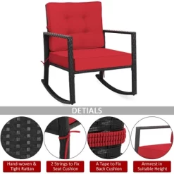 Costway Patio Rattan Rocker Chair Outdoor Glider Wicker Rocking Chair Cushion Lawn Red 11 Costway Patio Rattan Rocker Chair Outdoor Glider Wicker Rocking Chair Cushion Lawn Red -Cozy Living Deals Store GUEST d9380289 9ae8 4e6c a3cd 42ee2529830b