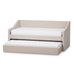 Twin Barnstorm Modern And Contemporary Fabric Upholstered Daybed With Guest Trundle Bed - Baxton Studio