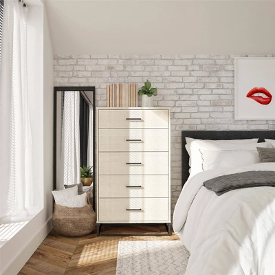 Kelly 5 Drawer Dresser Ivory Oak - Novogratz 6 Kelly 5 Drawer Dresser Ivory Oak - Novogratz - Image 6