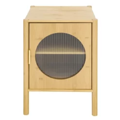 Organnice Single Door Nightstand, Bamboo Bedside Table