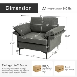 Costway Modern Linen Fabric Accent Armchair Upholstered Single Sofa W/ Metal Legs Grey -Cozy Living Deals Store GUEST da068c25 aff0 41e8 9bd2 b4923abb758e