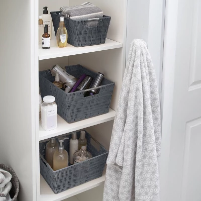 Simplify 3pc Rattan Tote Set With Sterling Silver Handles Charcoal 9 Simplify 3pc Rattan Tote Set With Sterling Silver Handles Charcoal - Image 9