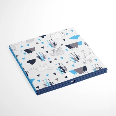 Bacati - Woodlands Aqua/Navy/Gray Boys Cotton Storage Box Large 2 Bacati - Woodlands Aqua/Navy/Gray Boys Cotton Storage Box Large - Image 2