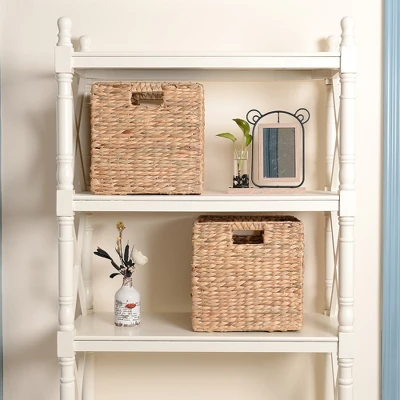 Set Of 2 Handmade Wicker Storage Cubes - 12-Inch Square Foldable Baskets With Handles - Made Of Hand-Twisted Water Hyacinth By Villacera (Natural) 5 Set Of 2 Handmade Wicker Storage Cubes - 12-Inch Square Foldable Baskets With Handles - Made Of Hand-Twisted Water Hyacinth By Villacera (Natural) - Image 5