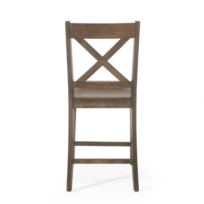 2pc Emory Farmhouse Upholstered Wood Counter Height Barstools - Christopher Knight Home 6 2pc Emory Farmhouse Upholstered Wood Counter Height Barstools - Christopher Knight Home - Image 6