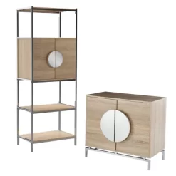 Befail Tall Bar Cabinet With Wine Storage Natural/Chrome - Aiden Lane -Cozy Living Deals Store GUEST dbd38df2 dbf6 496f 87a1 4cf91f08ee40