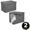 MDesign Soft Textured Fabric Home Storage Organizer Box, 2 Pack