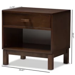 Deirdre Modern And Contemporary Wood 1 Drawer Nightstand - Baxton Studio