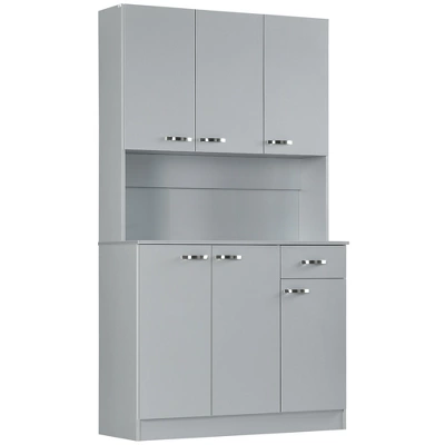 HOMCOM 71" Freestanding Buffet With Hutch, Kitchen Pantry, Cupboard With 6 Doors, 3 Adjustable Shelves, And 1 Drawer 3 HOMCOM 71" Freestanding Buffet With Hutch, Kitchen Pantry, Cupboard With 6 Doors, 3 Adjustable Shelves, And 1 Drawer - Image 3