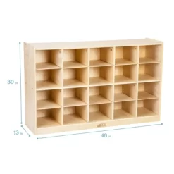 ECR4Kids 20 Cubby Mobile Tray Storage Cabinet, 4x5, Classroom Furniture, Natural