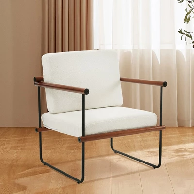 FERPIT Metal & Rubberwood Framed Velvet Accent Chair 6 FERPIT Metal & Rubberwood Framed Velvet Accent Chair - Image 6