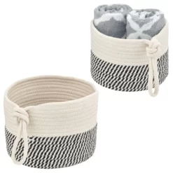 MDesign Woven Cotton Rope Bathroom Basket With Tie Handle, Set Of 2 -Cozy Living Deals Store GUEST dd4f8e76 b2e4 4009 929f 13fa06f3dcae