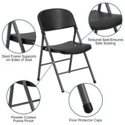 Emma And Oliver 6 Pack 330 Lb. Capacity Black Plastic Folding Chair - Charcoal Frame - Event Chair 18 Emma And Oliver 6 Pack 330 Lb. Capacity Black Plastic Folding Chair - Charcoal Frame - Event Chair -Cozy Living Deals Store GUEST dd8b868b 63d4 4356 8ac5 1d82df3cff0c