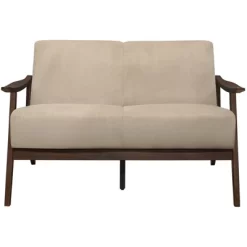Carlson Velvet Upholstered Loveseat In Light Brown And Dark Walnut - Lexicon