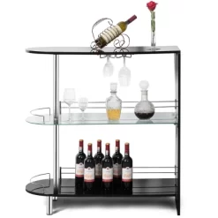 Costway Wine Rack Unit W/Tempered Glass Shelf & Glass Holders Glossy Black -Cozy Living Deals Store GUEST ddd1f8ce e989 403b a3fb 22bb1a6a93f3