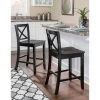 24" Torino X Back Wood Counter Height Barstool - Black - Linon