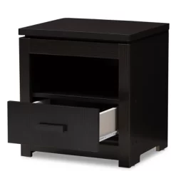 Bienna Modern And Contemporary Finished 1 Drawer Nightstand Dark Brown - Baxton Studio