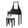 Costway Square Mirror Dressing Table Set Makeup Vanity For Bedroom, Living Room White/Black