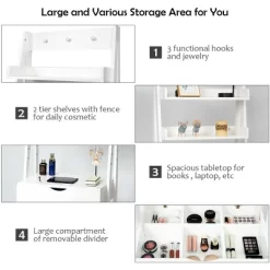 Costway Vanity Set Makeup Dressing Table W/Flip Top Mirror Hooks Shelves -Cozy Living Deals Store GUEST de3fab80 decc 43af 88fd 0a621fb50ca3