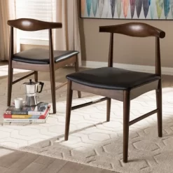 Set Of 2 Winton Mid Century Modern Walnut Wood Dining Chairs Black, Brown - Baxton Studio 11 Set Of 2 Winton Mid Century Modern Walnut Wood Dining Chairs Black, Brown - Baxton Studio -Cozy Living Deals Store GUEST de48bb3d 9041 436b 8c63 ea050d3a2ef4