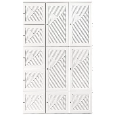 HOMCOM Portable Wardrobe Closet, Bedroom Armoire, Foldable Clothes Organizer With Cube Storage, Hanging Rods, And Magnet Doors, White 3 HOMCOM Portable Wardrobe Closet, Bedroom Armoire, Foldable Clothes Organizer With Cube Storage, Hanging Rods, And Magnet Doors, White - Image 3