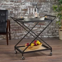 Sherianne Industrial Iron Bar Cart - Christopher Knight Home
