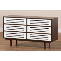 6 Drawer Wood Dresser And Meike Two-Tone Walnut/White - Baxton Studio -Cozy Living Deals Store GUEST df00f494 bfd0 4630 91bb ed820923de76