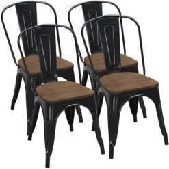 Yaheetech 4PCS Metal Frame And Wood Seat Stackable Dining Chairs With Backrest Footrests -Cozy Living Deals Store GUEST df1fb570 a2ac 4473 8825 488bad1a8b14