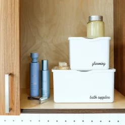 Medium Stacking Bin With Lid Clear/White - Madesmart -Cozy Living Deals Store GUEST df20dd44 39e4 4035 9fb5 3a8af705800a