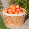 Vintiquewise Wooden Round Display Basket Bins, Lined With White Fabric, Food Gift Basket, Large