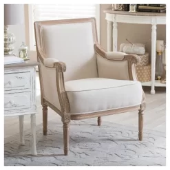 Chavanon Wood & Linen Traditional French Accent Chair Light Beige - Baxton Studio 7 Chavanon Wood & Linen Traditional French Accent Chair Light Beige - Baxton Studio -Cozy Living Deals Store GUEST dfaa5e90 b1fe 453e 81ff 222fe737f462