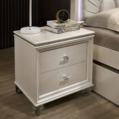 3pc Fosset Bedroom Set With 2 Nightstands Pearl White - HOMES: Inside + Out 1 3pc Fosset Bedroom Set With 2 Nightstands Pearl White - HOMES: Inside + Out