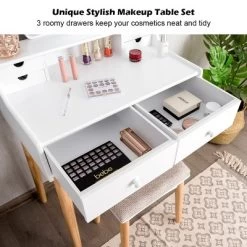 Costway Vanity Table 6 Dressing Table Cushioned Stool Makeup Table 14 Costway Vanity Table 6 Dressing Table Cushioned Stool Makeup Table -Cozy Living Deals Store GUEST e056e124 e4bf 481a a483 5afab59156a0