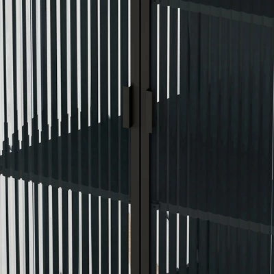 61.61" High Contemporary Glass Door Cabinet With Two Levels Of Storage, Black - ModernLuxe 5 61.61" High Contemporary Glass Door Cabinet With Two Levels Of Storage, Black - ModernLuxe - Image 5