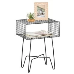MDesign Modern Farmhouse Home Decor End Table, Wire Grid Storage Shelf -Cozy Living Deals Store GUEST e0964327 4435 4f67 98b2 381730ade2a2