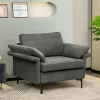 Costway Modern Linen Fabric Accent Armchair Upholstered Single Sofa W/ Metal Legs Grey