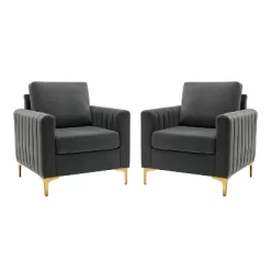 Set Of 2 Iapygia Contemporary Tufted Wooden Upholstered Club Chair With Metal Legs For Bedroom Club Chair| ARTFUL LIVING DESIGN -Cozy Living Deals Store GUEST e0bf4817 f657 4928 8d76 70879b045cff