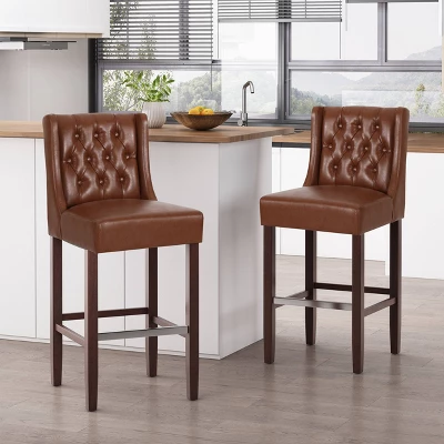 Set Of 2 Bayliss Contemporary Wingback Barstools - Christopher Knight Home 1 Set Of 2 Bayliss Contemporary Wingback Barstools - Christopher Knight Home