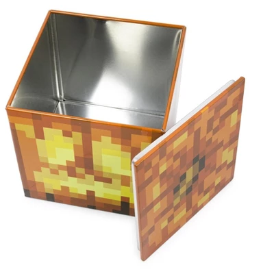 Ukonic Minecraft Jack O'Lantern Tin Storage Box Cube Organizer With Lid | 4 Inches 1 Ukonic Minecraft Jack O'Lantern Tin Storage Box Cube Organizer With Lid | 4 Inches