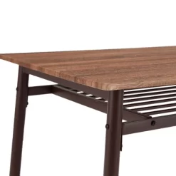 JOMEED 6 Piece Industrial Style Stainless Metal Frame Kitchen Dining Room Table, Chairs, & Bench Furniture Set With Storage, Brown -Cozy Living Deals Store GUEST e1489e6e 290e 4cfe b99e 5be2aa461a0a