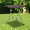 Flash Furniture 1.95-Foot Square Brown Rattan Plastic Folding Table
