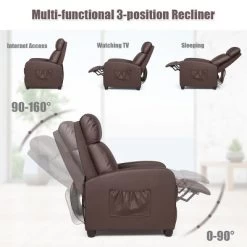 Recliner Massage Chair, Ergonomic Adjustable Single Sofa With Padded Seat BlackBrownGray -Cozy Living Deals Store GUEST e23c8f03 a852 4e71 a84b 3cdabddad656