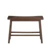 Saddle Design Wooden Bench With Grain Details - Benzara