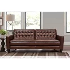 81" Wesley Genuine Leather Power Footrest Tuxedo Arm Sofa - Armen Living -Cozy Living Deals Store GUEST e246c55a 6998 4da8 a168 0476d3ca831a
