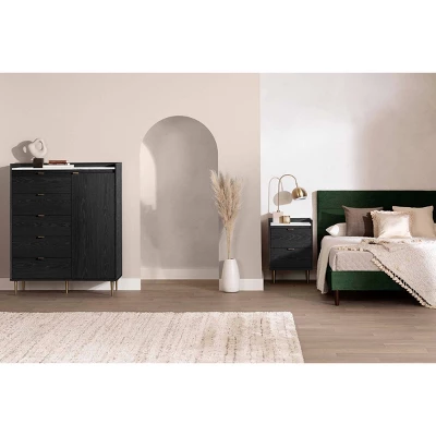 Hype Door Chest With 5 Drawers Black Oak/Faux Carrara Marble - South Shore 1 Hype Door Chest With 5 Drawers Black Oak/Faux Carrara Marble - South Shore