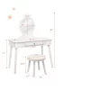 Tangkula Kids Princess Vanity Table Set W/ Chair Crown Mirror White
